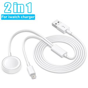 Apple Watch 충전기 시리즈 용 2 in 1 케이블 9 8 7 6 5 4 3 iphone 14 13 12 11 Pro Max Plus 용 USB 고속 휴대용 충전 스테이션