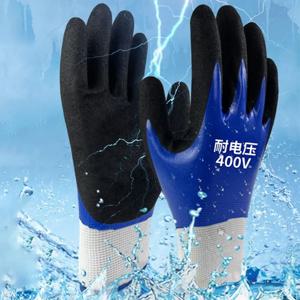 파란 전기공 절연 장갑은 전압 400V 높은 신축성 터치스크린 장갑 안전 보호를 견딥니다
