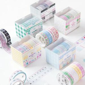 Washi 테이프 5 롤/가방 별과 줄무늬 격자 무늬 테이프 스크랩북 편지지 DIY 및 핸드북 휴대 전화 케이스 노트북 장식