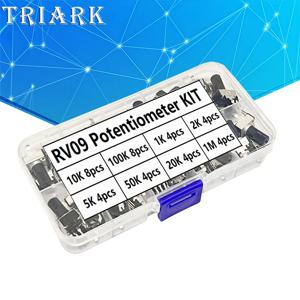 RV09 키트 수직 12.5mm 샤프트 1K 2K 5K 10K 20K 50K 100K 1M 0932 가변 저항기 9 유형 3Pin 씰 회전식 전위차계