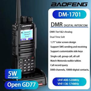 바오펑 DM-1701 디지털 무전기 장거리 듀얼 모드 DMR 아날로그 오픈 GD77 듀얼 타임 슬롯 Tier 1 +2 DMR 무전기 1801UV