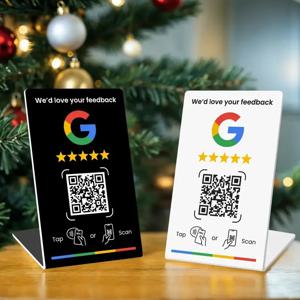 NFC 215 프로그래밍 가능 QR 코드 구글 리뷰 카드 NFC 스테이션 테이블 NFC 구글 리뷰 디스플레이 벤딩 카드 스탠딩 브랜드 브래킷