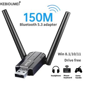 150M Bluetooth 5.3 5.0 어댑터 무료 드라이버 USB Bluetooth 동글 Adaptador for PC Windows 11/10/8.1 마우스 키보드 오디오 수신기