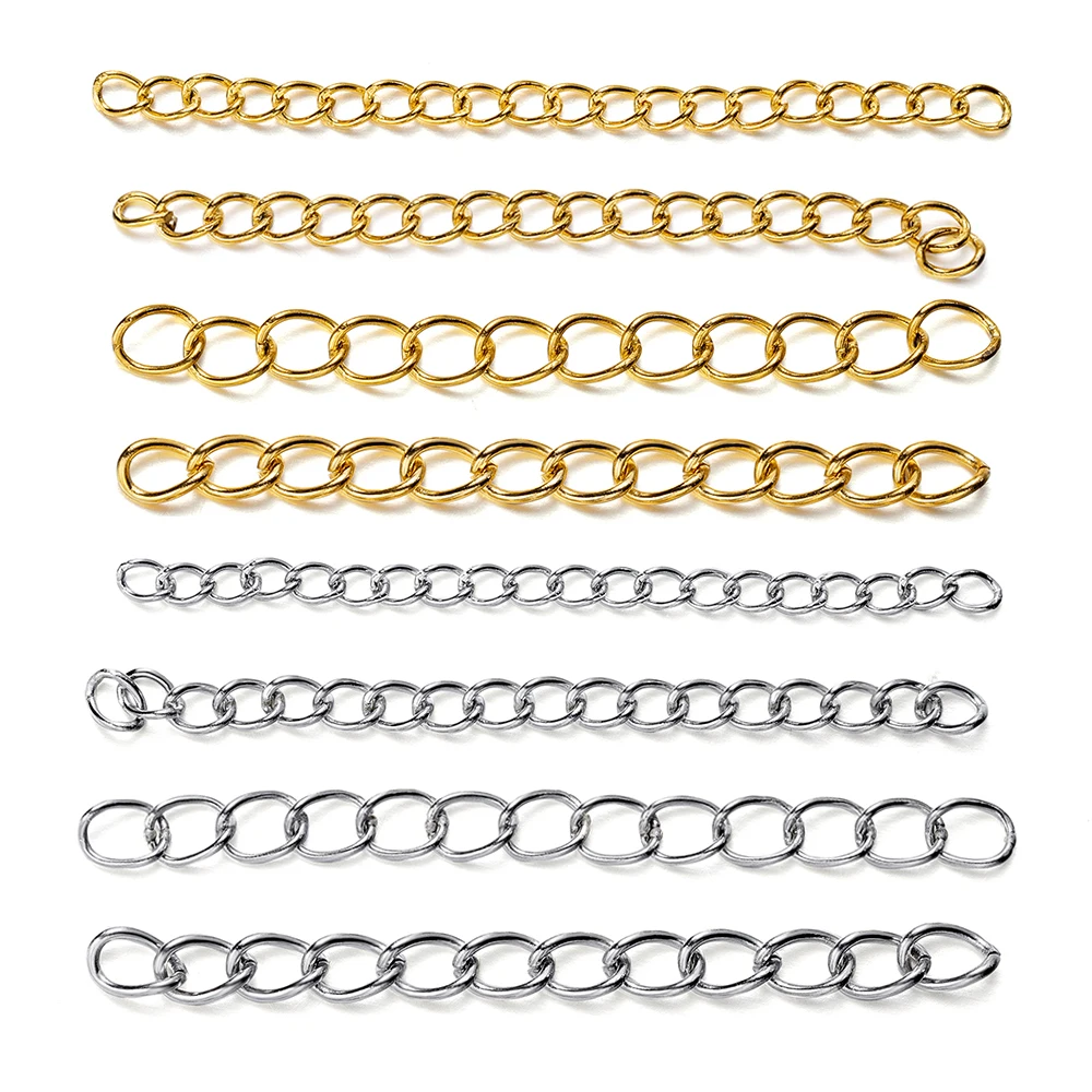 50pcs 스테인레스 스틸 5cm 용접 확장 체인 골드 목걸이 팔찌 익스텐더 테일 체인 DIY 쥬얼리 만들기 용품