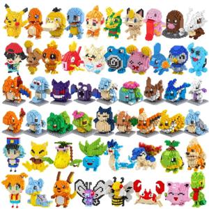 빌딩 블록 조립 애니메이션 Picachu Charizard 인형 Blastoise Bulbasaur Gengar 벽돌 피규어 장난감 아이 선물