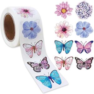 100-500pcs 나비 꽃 스티커 8 디자인 다채로운 나비 데칼 귀여운 스티커 파티 장식 스크랩북 편지지