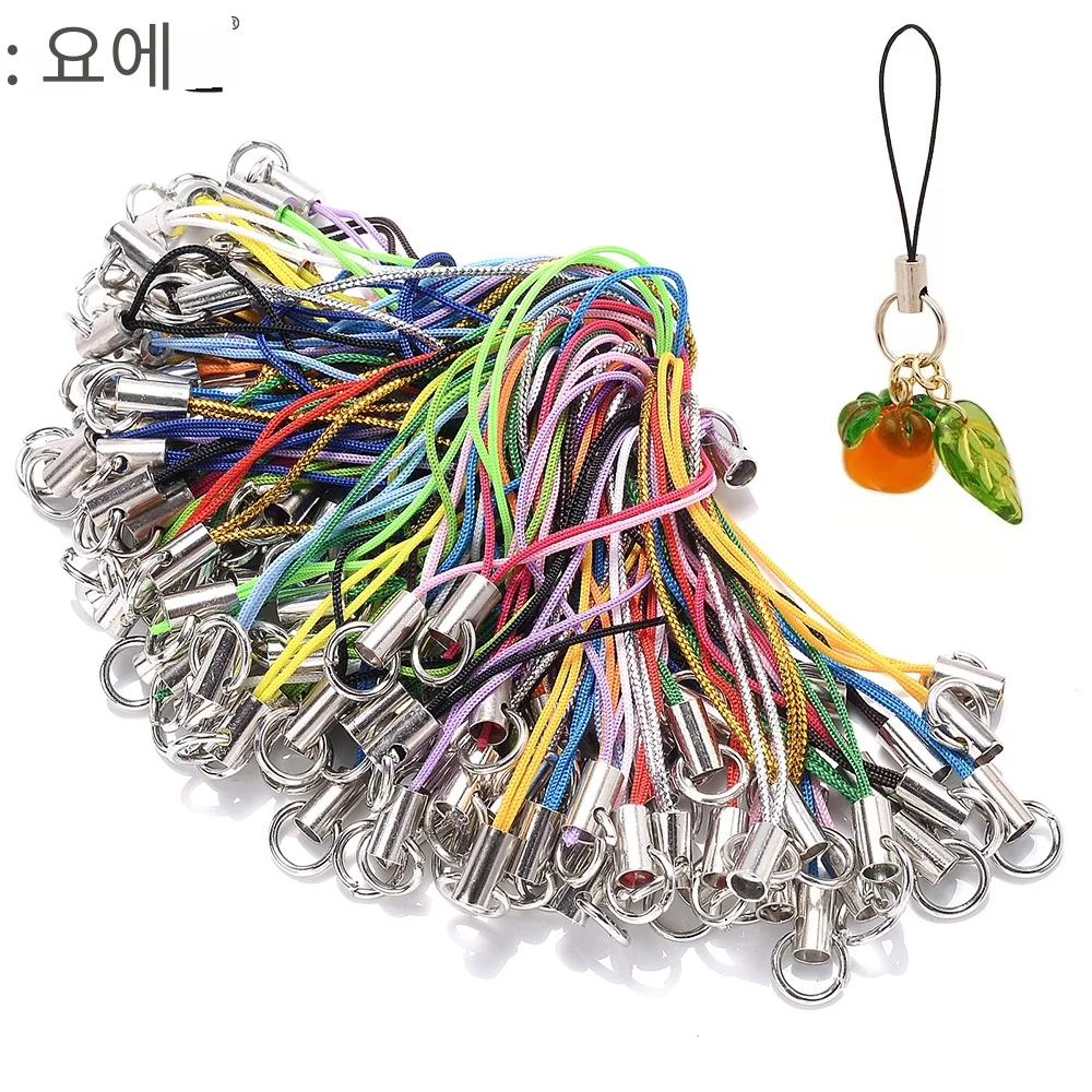 IYOE 100pcs 키 체인을 만들기위한 점프 링 매는 밧줄 로프와 폴리 에스터 코드 믹스 DIY 공예 펜던트 수제 재료