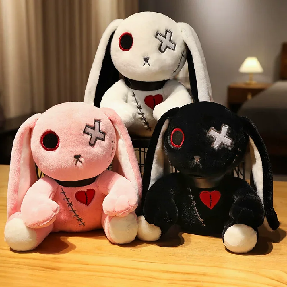 으스스한 고딕 토끼 인형, 크레이지 래빗 봉제 장난감, 으스스한 고딕 토끼 인형, 귀여운 동물 공포 무서운 토끼 인형