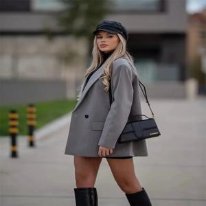 시크 오피스룩 더블 브레스티드 블레이저 여성 롱 슬리브 빈티지 코트 패션 블레이저 재킷 캐주얼 아우터웨어 스타일리쉬 탑 2025