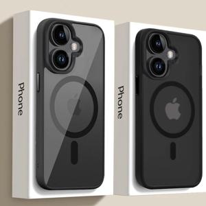 iPhone 16 15 14 13 12 11 Pro Max Plus 투명 매트 슬림 충격 방지 커버 용 고급 강력한 자기 Magsafe 하드 케이스