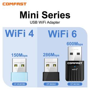 COMFAST Wifi 6 USB 어댑터 2.4Ghz WiFi 4 미니 Adaptador 드라이버 무료 150M 300M 600M Wi-Fi 데스크탑 노트북 Wi-Fi 동글 수신기