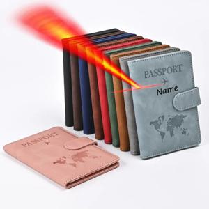 지도 패턴 이름 번호가 있는 맞춤형 여권 커버 맞춤형 맞춤형 RFID 여권 도서 홀더 여행용 지갑