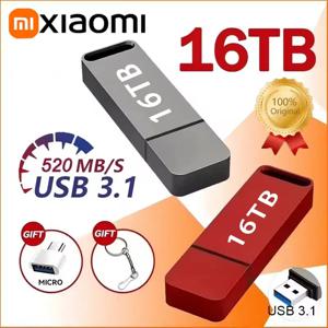 샤오미 오리지널 USB 3.2 플래시 드라이브, 고속 펜 드라이브, C타입 금속 방수 USB 메모리, 컴퓨터 저장 장치, 4TB, 8TB