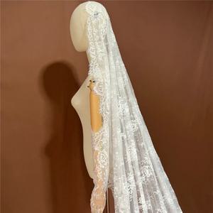 부드러운 레이스 만틸라 웨딩 신부 베일 신부를위한 액세서리 카톨릭 긴 빈티지 오프 화이트 꽃 짧은 1 2 3 미터