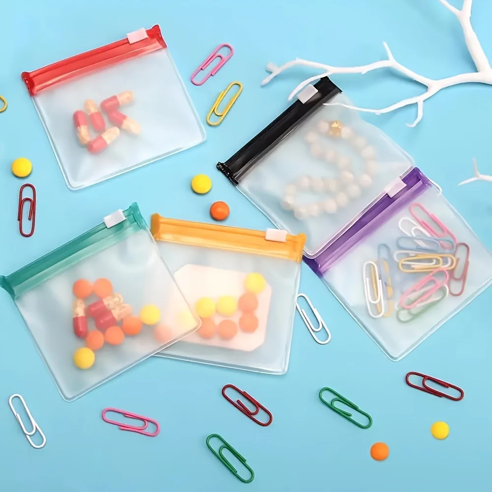 7pcs 알약 파우치 가방, 재사용 가능한 지퍼가 달린 알약 파우치 세트, 의학 주최자 7 색 자체 씰링, 반투명 의학 가방 Trave