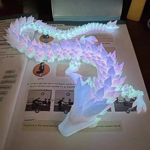 22/30/45cm 어둠 속에서 새로운 빛나는 3D 인쇄 드래곤 글로우 플라잉 드래곤 회전식 관절 날개 드래곤 홈 장식품