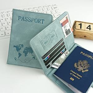 가죽 여권 홀더 ID 신용 카드 슬롯이 있는 여행용 지갑 PU 가죽 여권 커버 케이스 RFID 차단 여권 보호대
