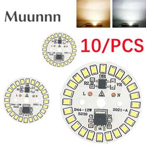 10 개/몫 LED 칩 AC 220V-240V 15W 12W 9W 9W 7W 5W 3W 필요 없음 드라이버 SMD 2835 차가운 따뜻한 흰색 라운드 램프 구슬 전구