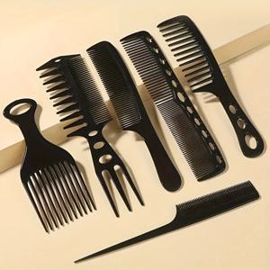 6pcs 새로운 스타일링 미용 남성 여성 미용실 헤어 미용 블랙 브러시 빗 헤어 브러시