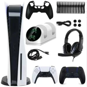인기 판매 PLAYSTATIONS5 디스크 버전 PS5 1TB 디스크 에디션PS5 콘솔 825GB(최신 버전) + 컨트롤러 2개 및 게임 10개 $300