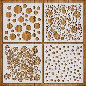 나무 직물 종이 벽 장식에 DIY 그림에 대 한 4PCS 5.1 인치 원형 도트 패턴 스텐실