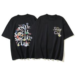ASSC ANTI 다자간 공동 반팔 국기 코튼 프린트 티셔츠 사회 남성 및 여성 클럽 농구 셔츠