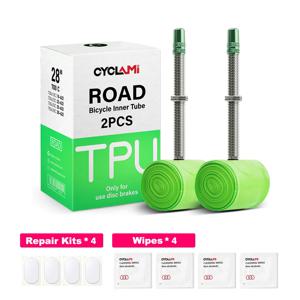 CYCLAMI 금속 소재 프랑스어 Presta 밸브 자전거 TPU 내부 튜브 700C 700X18 32 도로 자전거 TPU 소재 타이어 길이 초경량