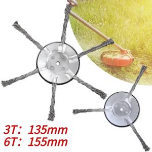 1PC 스틸 와이어 휠 헤드 잔디 트리머 헤드 범용 제초 브러시 (마당, 보도, 잔디용) 빗자루 제거, 이끼 및 녹 제거