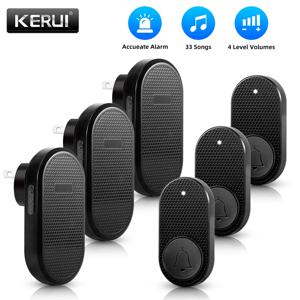 KERUI 무선 초인종 33곡 멜로디 스마트 홈 환영 차임 키트 4 레벨 볼륨 지능형 도어 벨 150m 전송