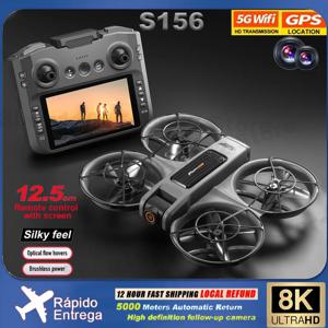 S156 미니 드론 8K HD 듀얼 카메라 360 °   5G 와이파이 GPS 브러시리스 모터 장애물 회피 접이식 쿼드콥터 드론 장난감 선물