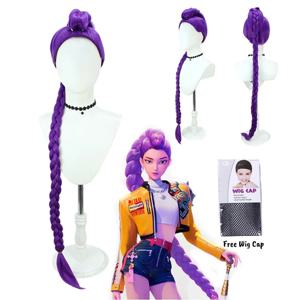 KPOP 악마 사냥꾼 루미 퍼플 코스프레 가발 할로윈 파티 롤 플레잉 가발 내열성 합성 가발 매일