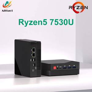 Aittact 미니 PC AMD Ryzen5 7530U 4500U 4300U 5300U 데스크탑 게임용 컴퓨터 WIFI5 BT4.0 DDR4 트리플 디스플레이 듀얼 LAN