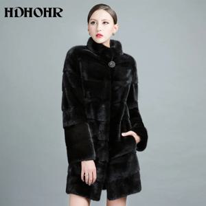 HDHOHR 여성용 천연 수입 밍크 모피 코트, 두꺼운 밍크 모피 재킷, 따뜻한 패션 모피 코트, 2025 하이 퀄리티
