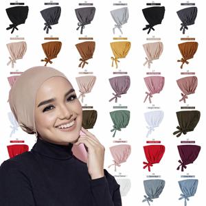 모달 이슬람 터번 모자 내부 Hijab 모자 이슬람 Underscarf 보닛 인도 모자 여성 Headwrap Turbante Mujer Hijab 모자 로프