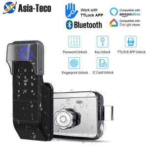 IP65 방수 TTLock 지문 스마트 도어 잠금 장치 야외 게이트 블루투스 암호 13.56MHz IC 카드 Deadbolt 잠금 장치 + 기계 키