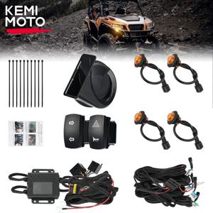 Can-Am Maverick X3 용 Polaris RZR PRO XP와 호환되는 로커 스위치 및 110dB 경적이있는 범용 UTV ATV 회전 신호 키트