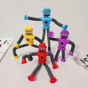 다용도 흡입 컵 로봇 텔레스코픽 튜브, 만화 스트레칭 튜브 퍼즐, 새로운 감압 장난감, Qiqu 보물 상자 장난감, 4 개