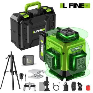 Lfine 4D 셀프 레벨링 레이저 레벨, 삼각대 및 여행 가방 포함, 수평 및 수직 전문 레이저 레벨 도구, 16 라인, 360 °