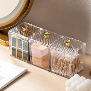 1PCS 투명 스토리지 박스 목화 면봉 컨테이너 데스크탑 방진 메이크업 제거 코튼 립스틱 화장품 상자 아크릴 새로운