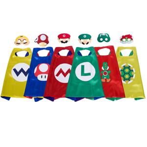 애니메이션 게임 슈퍼 루이지 형제 코스프레 의상 마리오 키즈 망토 마스크 Bowser Toad 요시 케이프 영웅 망토 할로윈 의상