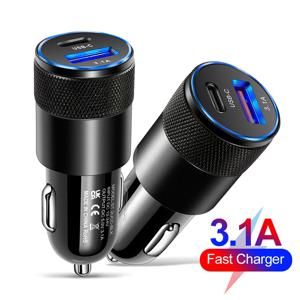 차량용 USB 충전기 듀얼 포트 고속 충전 휴대폰 C타입 어댑터 충전기, 아이폰 15, 샤오미, 화웨이, 삼성용, PD 12W