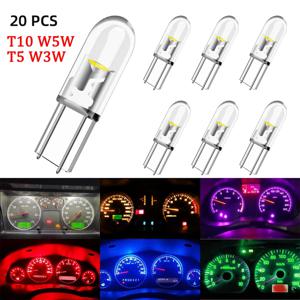 10/20/100pcs T5 T4.2 T3 Led W3W w1.2w W5W 자동차 인테리어 조명 대시 보드 온난화 표시기 자동 악기 라이트 웨지 게이지 전구
