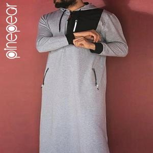 PinePear 아랍 남성용 후드 로브, 라마단 Eid 무슬림 원피스 주바 토브 이슬람 카프탄 두바이 아바야 터키 의류, 중동 민족