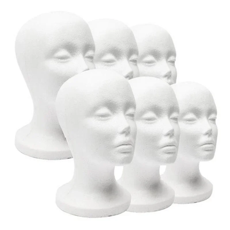 1pcs 여성 스티로폼 폼 마네킹 Manikin 머리 모델 모자 안경 가발 디스플레이 남성 흰색 폼 마네킹 머리 홀더 스탠드 랙