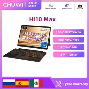 CHUWI Hi10 Max 태블릿 인텔 N100/N150 12.96인치 3K 터치스크린 512GB SSD 12GB RAM 태블릿 키보드 스타일러스 지원 2 in 1 윈도우