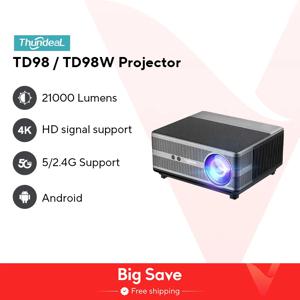 ThundeaL-풀 HD 1080P 프로젝터 TD98, 와이파이 LED 2K 4K 비디오 영화 스마트 TD98W 안드로이드 프로젝터 PK DLP 홈 시어터 시네마 비머 무선 미러링 HD급 고해상도 LED 빔프로젝터 가정용 캠핑용 가성비 TD98W 3D 스마트 프로젝터 빔프로젝터 빔프로젝트 빔프로젝터 4k 안드로이드 한국어 빔프로젝터 4k 한글지원