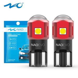 NAO 2x W5W T10 LED 울트라 브라이트 5W5 12V 24V 4W 600Lm 자동차 인테리어 사이드 라이트 자동 전구 따뜻한 화이트 앰버 레드 강력한 마커 램프