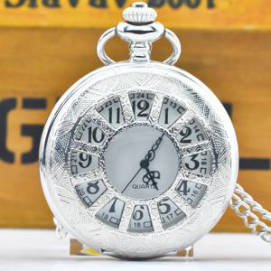 빈티지 은빛 Steampunk 컷 아웃 새겨진 석영 주머니 시계 목걸이 펜던트 시계 체인 남성 여성 체인 선물
