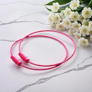 10pcs 다채로운 스테인레스 스틸 와이어 키 체인 케이블 루프 나사 잠금 로프 키 홀더 열쇠 고리 열쇠 고리 반지 야외 도구