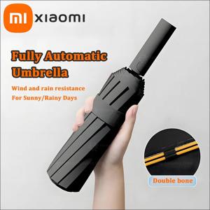 Xiaomi 24 뼈 접는 우산 완전 자동 이중 뼈 SPF 50 자외선 차단 비 저항 강한 바람 저항 우산